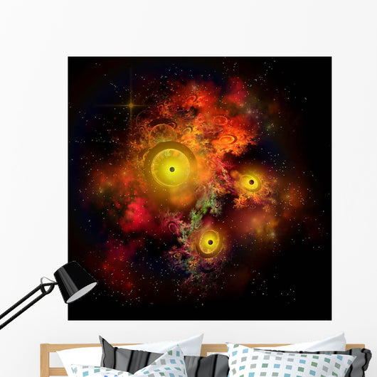 Collection Colorful Nebulae Gases Wall Decal Design 1