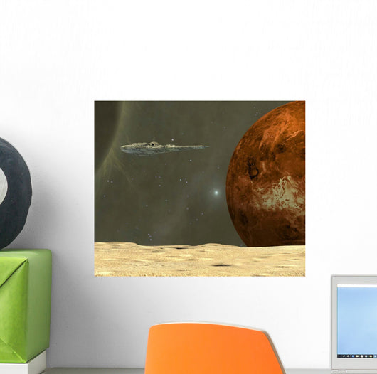 Starship Visits Asteroid near Wall Decal