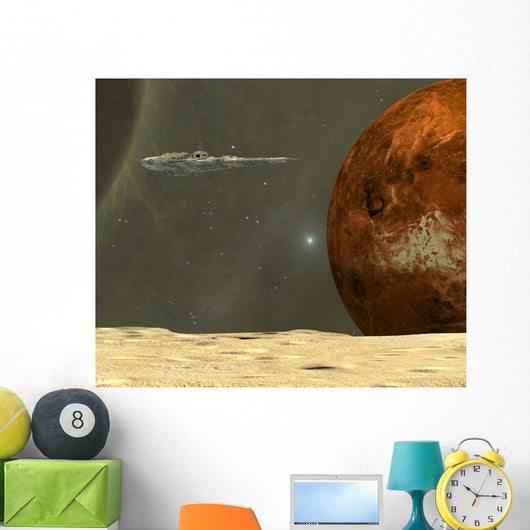 Starship Visits Asteroid near Wall Decal