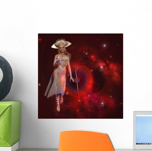 Goddess Stars Holding Planet Wall Decal