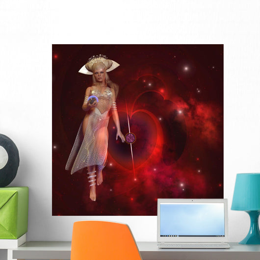 Goddess Stars Holding Planet Wall Decal