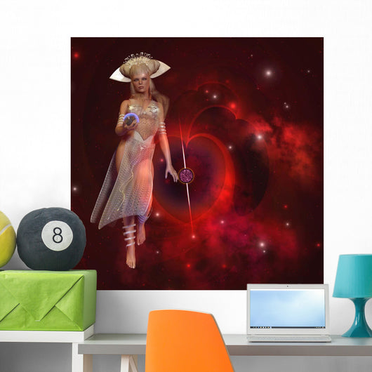Goddess Stars Holding Planet Wall Decal