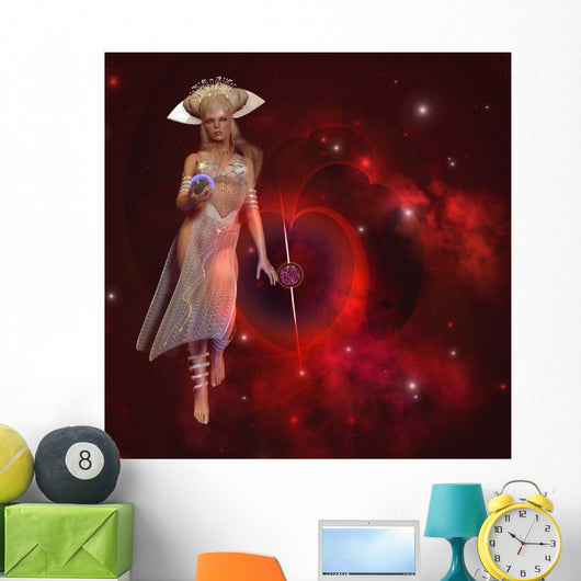 Goddess Stars Holding Planet Wall Decal