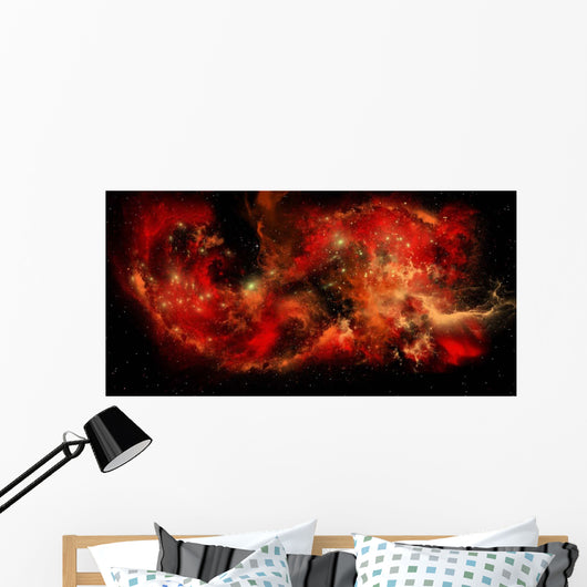 Large Red Nebula Covering Wall Decal