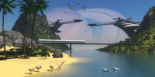 Futuristic Tropical Paradise Colony Wall Decal