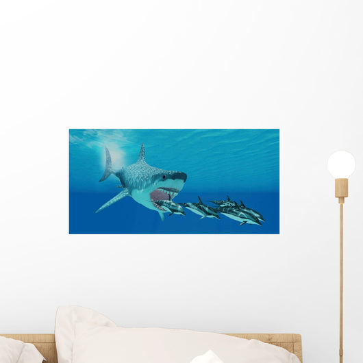 Huge Megalodon Shark Swims Wall Decal