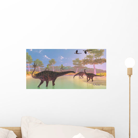 Herd Spinophorosaurus Dinosaurs Drinking Wall Decal