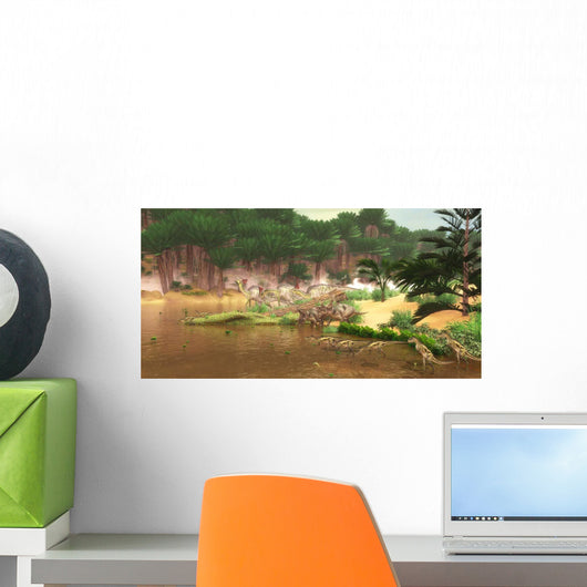 Dinosaurs Grazing along Cretaceous Wall Decal