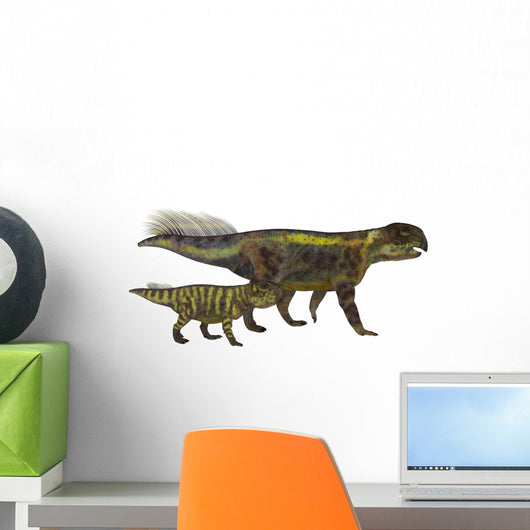 Adult Psittacosaurus Dinosaur with Wall Decal Design 2