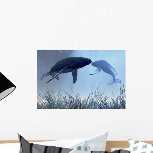 Two Humpback Whales over Wall Decal