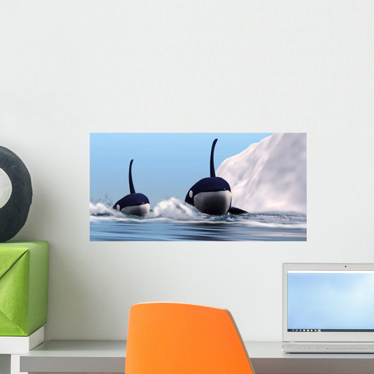 Two Orca Whales Pass Wall Decal