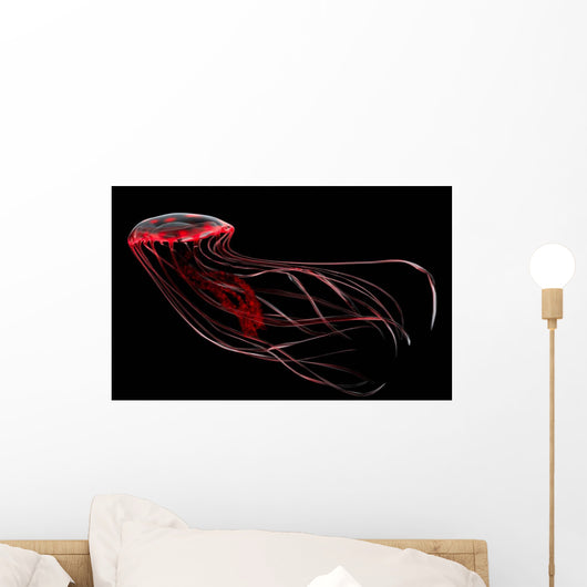Bioluminescent Red Jellyfish Wall Decal