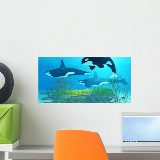 Three Killer Whales Pass Wall Decal