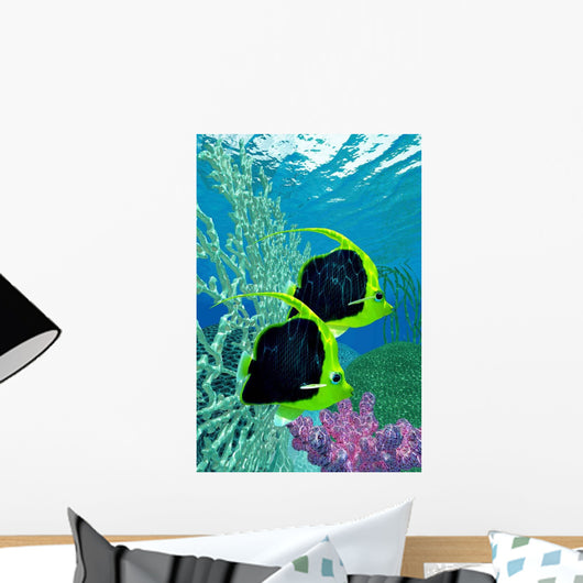Pair Pennant Coralfish Swimming Wall Decal