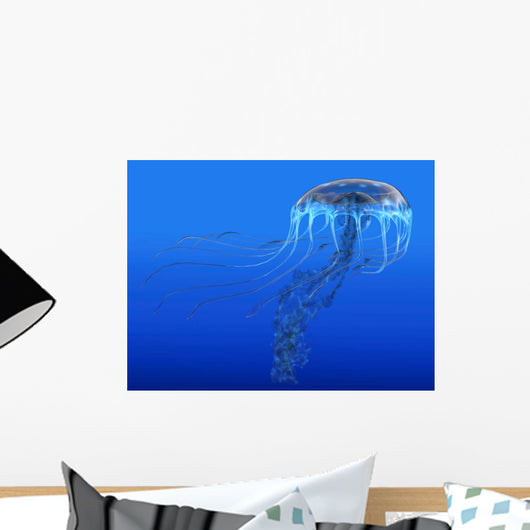 Blue Spotted Jellyfish Illustration Wall Decal