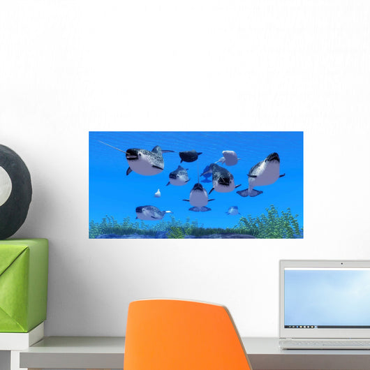 Pod Narwhal Whales Swim Wall Decal Design 1