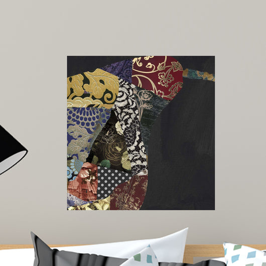 Dark Pear Brocade Collage Wall Mural