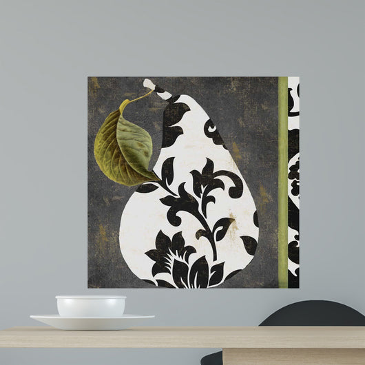 White Decorative Filigree Pear Wall Mural