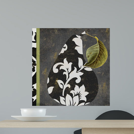 Black Decorative Filigree Pear Wall Mural