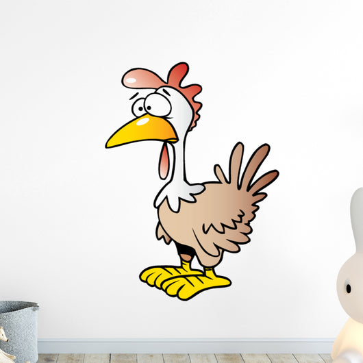 Cartoon Brown Chicken Wall Decal