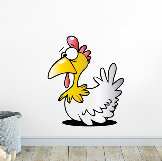 Cartoon White Chicken Wall Decal