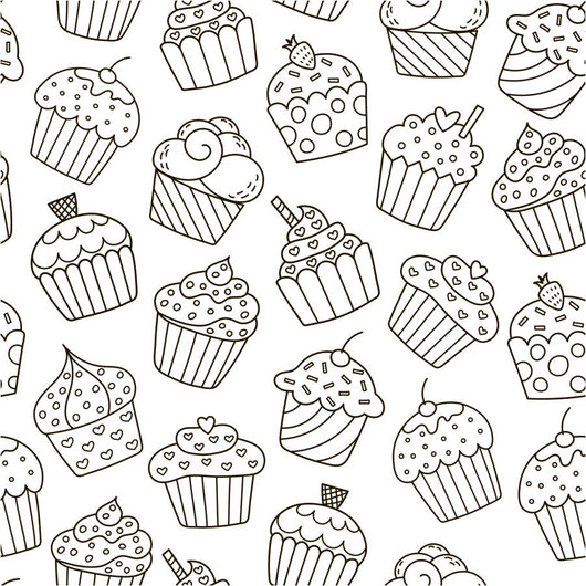 Cupcake Mural Coloring Page Decal