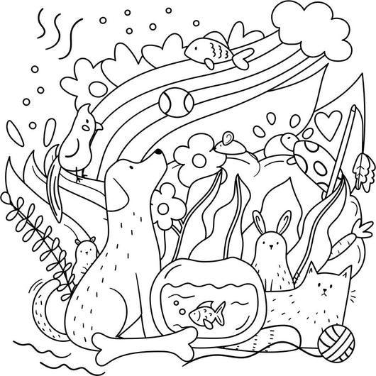 Pet Collage Coloring Page Decal