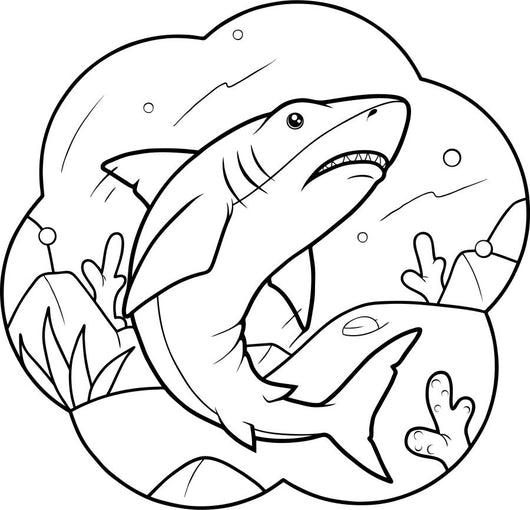 Cartoon Shark Coloring Page Decal