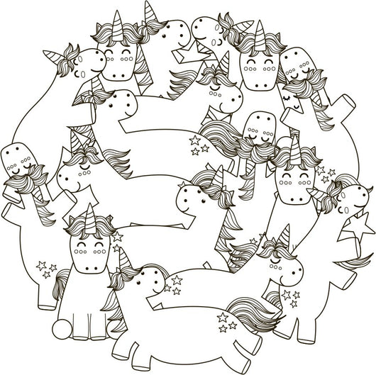 Cartoon Unicorns Coloring Page Decal