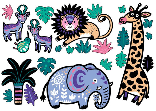 Cool Animals Elephant Safari Wall Decal Sticker Set Wall Decal