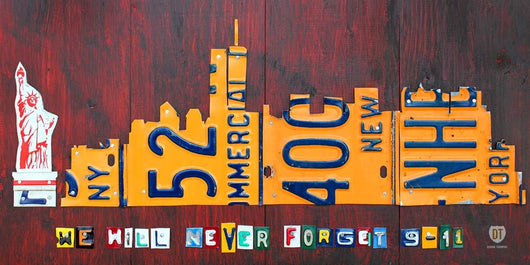 NYC License Plate Art Skyline 911 Version Wall Mural