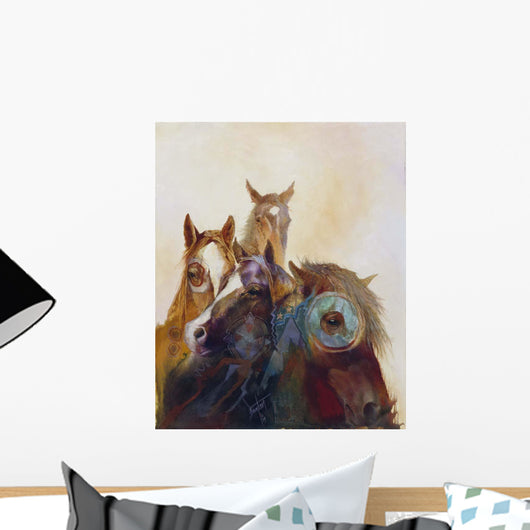 Watercolor Indian Ponies Wall Mural
