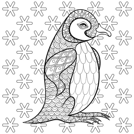 Penguin with Snowflakes Coloring Page Decal