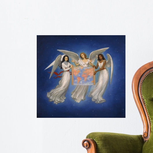 Angels with map Wall Mural