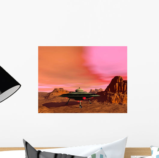 Ufo Landing Desert Landscape Wall Decal