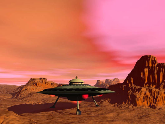 Ufo Landing Desert Landscape Wall Decal