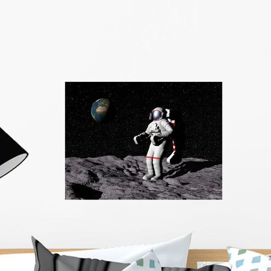 Astronaut Moon with Earth Wall Decal