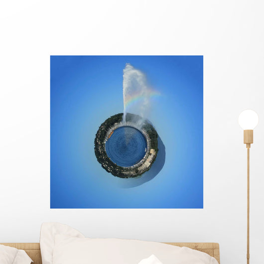Planet with Water Fountain Wall Decal