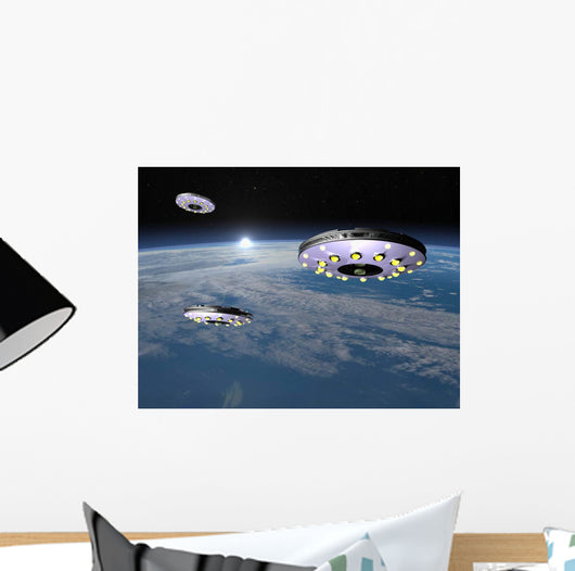 Three Ufo's Flying above Wall Decal