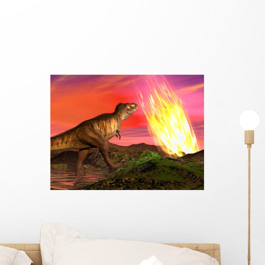 Tyrannosaurus Rex Observes Meteorite Wall Decal