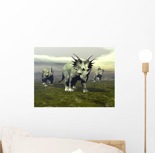 Three Styracosaurus Dinosaurs Wall Decal