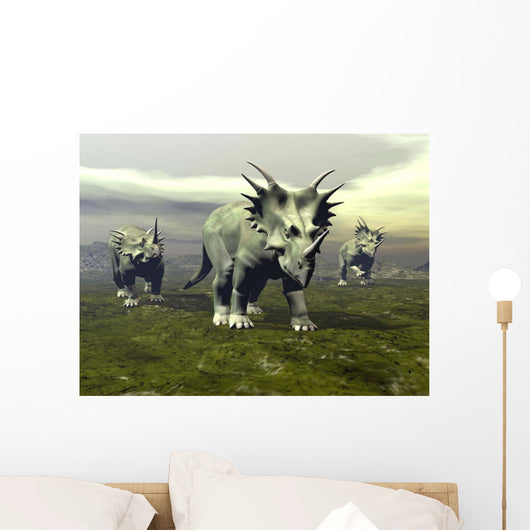 Three Styracosaurus Dinosaurs Wall Decal