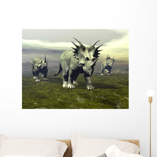 Three Styracosaurus Dinosaurs Wall Decal