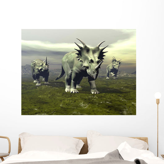 Three Styracosaurus Dinosaurs Wall Decal