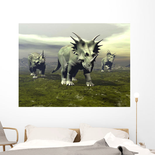 Three Styracosaurus Dinosaurs Wall Decal