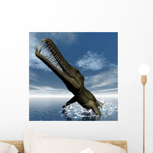 Mesosaurus Dinosaur Jumping out Wall Decal