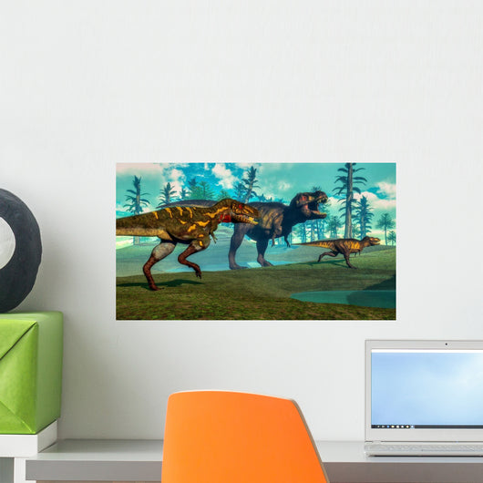 Nanotyrannus Hunting Small Tyrannosaurus Wall Decal