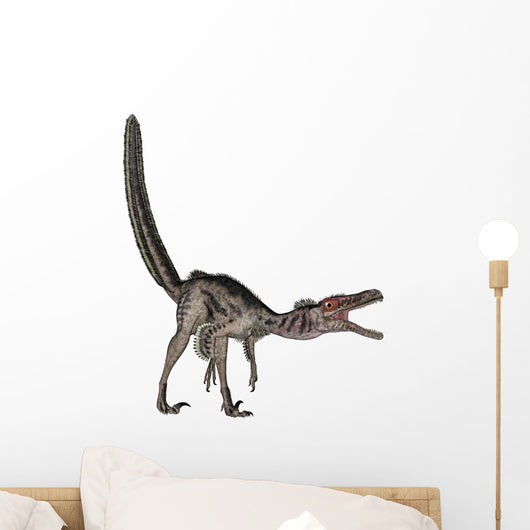 Velociraptor Dinosaur Roaring White Wall Decal Design 2