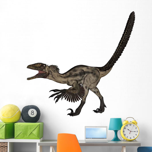 Deinonychus Dinosaur White Wall Decal Design 4