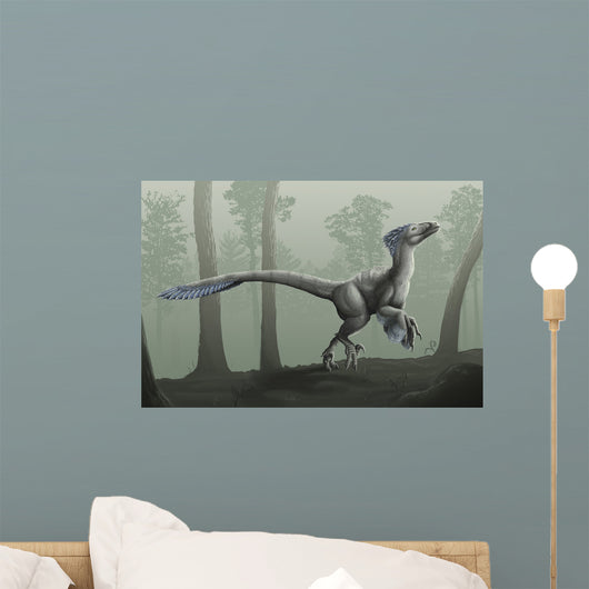Deinonychus Antirrhopus Misty Forest Wall Decal